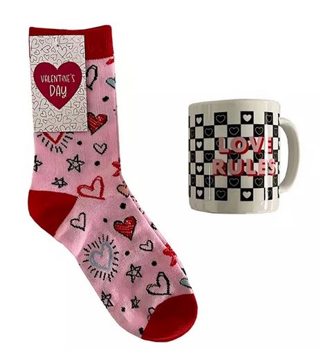 "Love Rules" Mug & Socks Gift Set