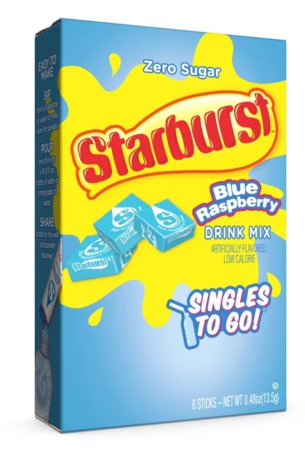 Starburst Zero Sugar Singles-to-Go Powdered Drink Mix Blue Raspberry 6ct