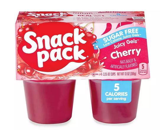 Snack Pack Sugar-Free Cherry Jello, 4-Pack