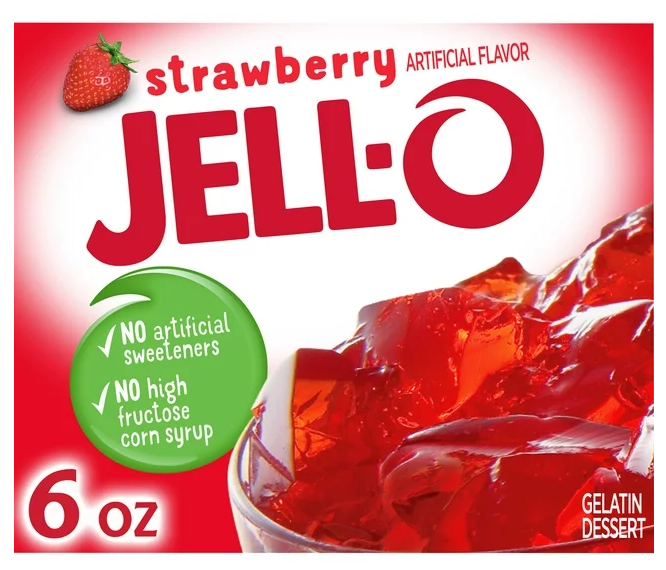 Jell-O Strawberry Artificially Flavored Gelatin Dessert Mix Family Size 6oz