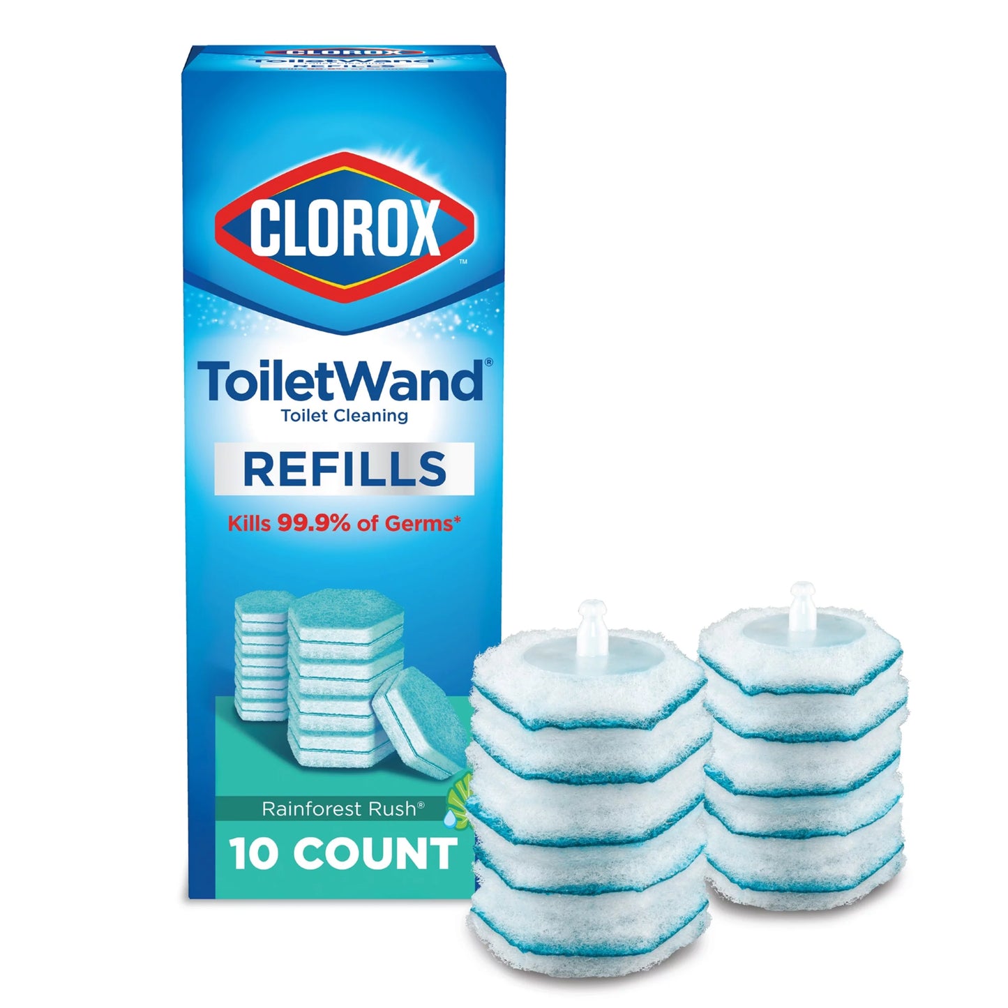 Clorox ToiletWand Disinfecting Refills Disposable Wand Heads Rainforest Rush 10 Count