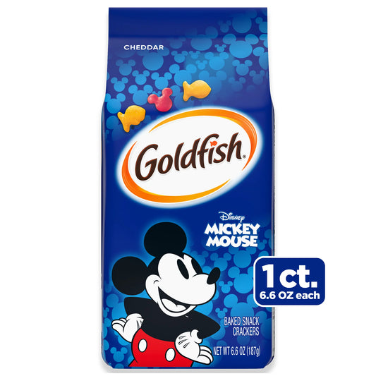 Goldfish Disney Mickey Mouse Cheddar Crackers, Snack Crackers, 6.6 oz bag