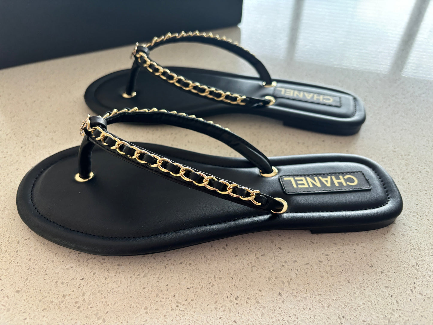 Black Chanel Jandals Size US8 / EUR39