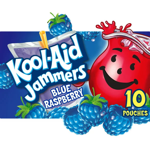 Kool Aid Jammers Blue Raspberry Kids Drink 0% Juice Box Pouches 10ct