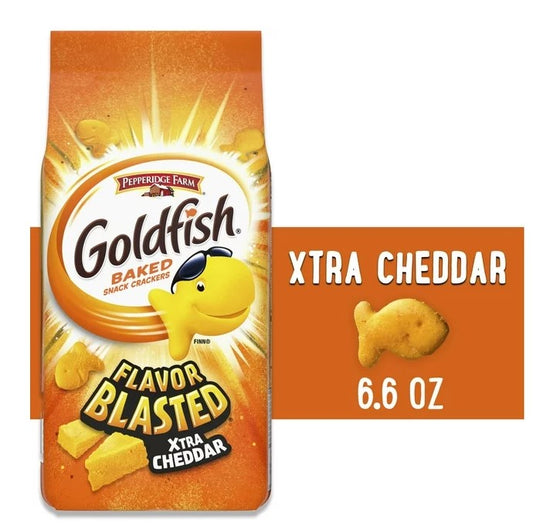 Goldfish Flavor Blasted Xtra Cheddar Cheese Crackers, Baked Snack Crackers, 6.6 oz Bag