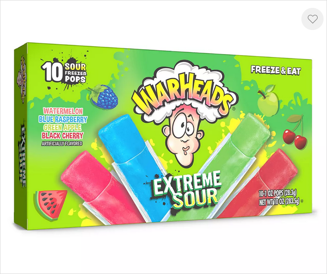 Warheads Extreme Sour Freeze Pops 10 count