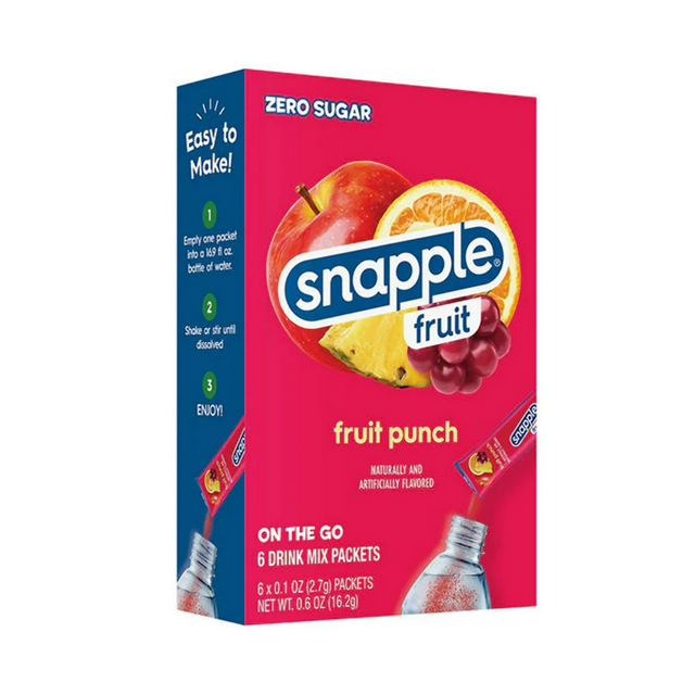 Snapple Fruit Punch Powdered Drink Mix, 6ct, on-the-go packets, Zero Sugar