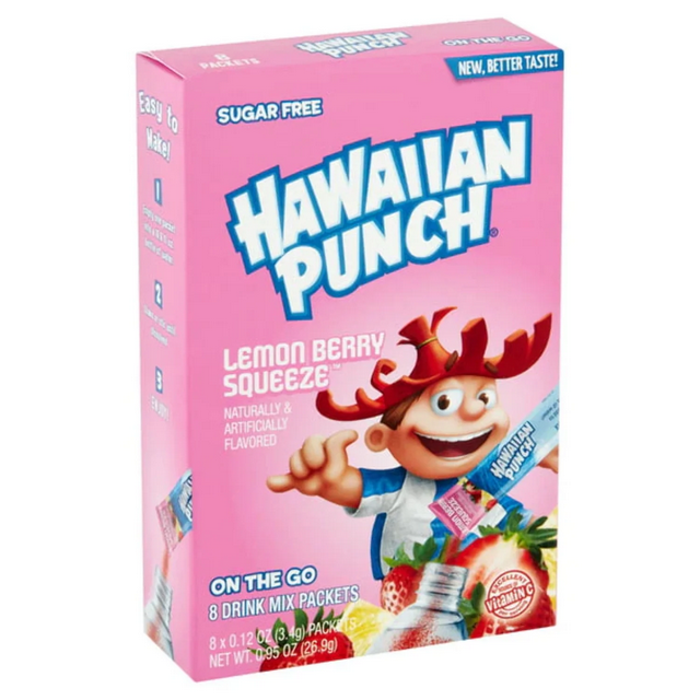 Hawaiian Punch Lemon Berry Squeeze On The Go Drink Mix Packets Sugar Free 8ct