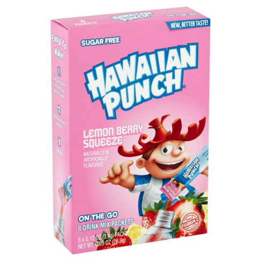 Hawaiian Punch Lemon Berry Squeeze On The Go Drink Mix Packets Sugar Free 8ct