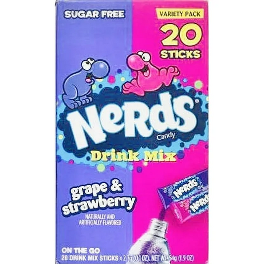 Nerds Variety Pack Drink Mix Singles To Go Low Calorie Zero Sugar Grape Strawberry 20ct