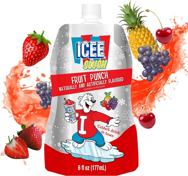 Icee Slush Fruit Punch Pouch Drink 6 fl. oz. Frozen Fruit Juice Beverage