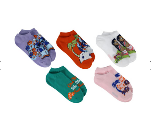 Ladies Disney Stitch No-Show Socks 5-Pack