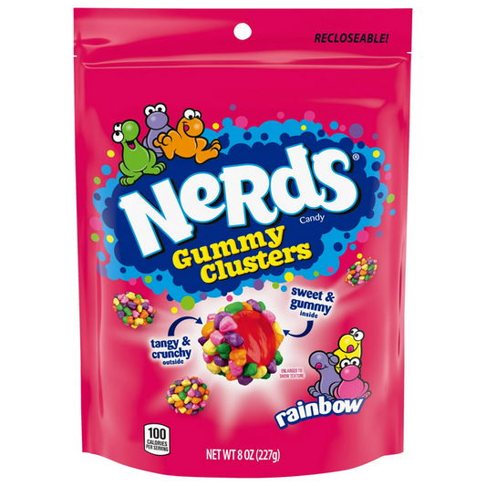 Nerds Gummy Clusters Candy, Rainbow, Resealable 8 Ounce Bag