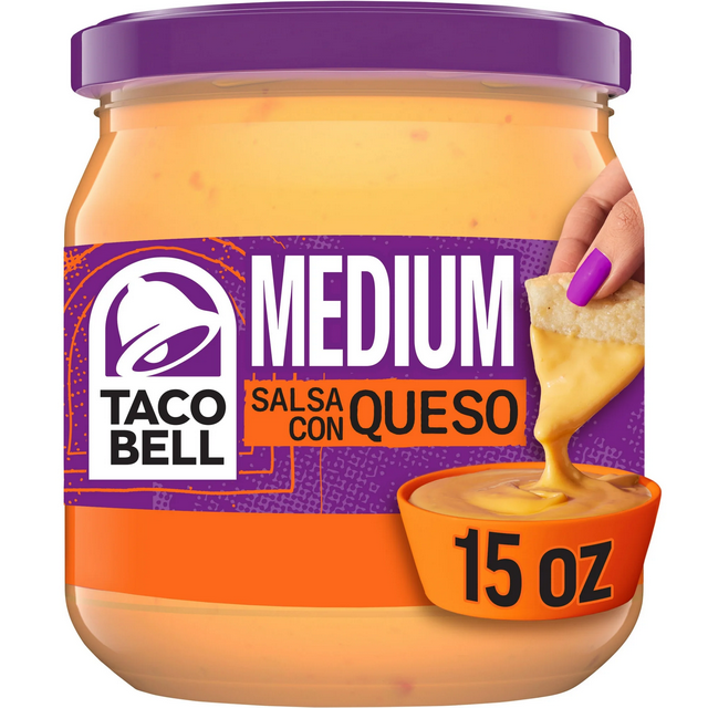 Taco Bell Medium Salsa Con Queso Cheese Dip, 16 oz Ja