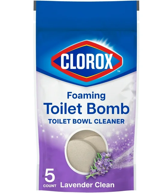 Clorox Foaming Toilet Bomb Toilet Bowl Cleaner, Bleach Free, Lavender Clean, 5 Count