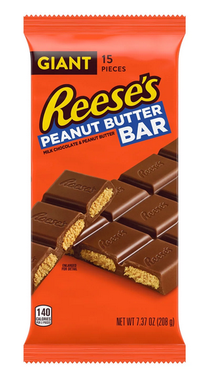 Reese's Milk Chocolate Peanut Butter Giant Candy, Bar 7.37 oz, 15 Pieces