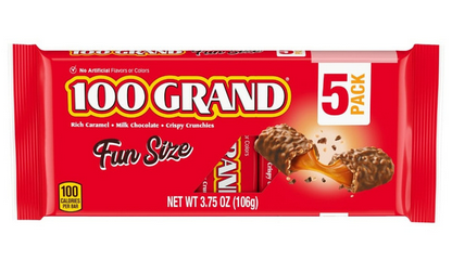 100 Grand Chocolate Bar, Fun Size, 5 Pack