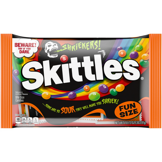 Skittles Shriekers Sour Halloween Chewy Candy Fun Size Bag - 10.72 oz