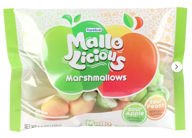 Frankford Mallolicious Sour Apple & Sour Peach Flavored Marshmallows 5.5oz Bag