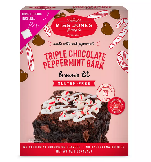 Miss Jones Baking Co Triple Chocolate Peppermint Bark Brownie Kit, 16 Oz.