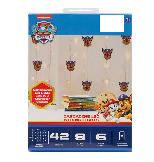 PAW Patrol Chase Warm White LED Curtain Lights, (5.7')