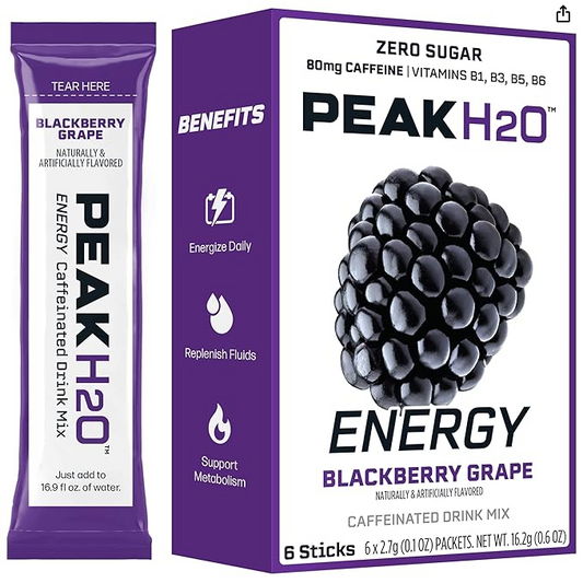 Peak H2o Blackberry Grape Energy Caffeinated Drink Mix