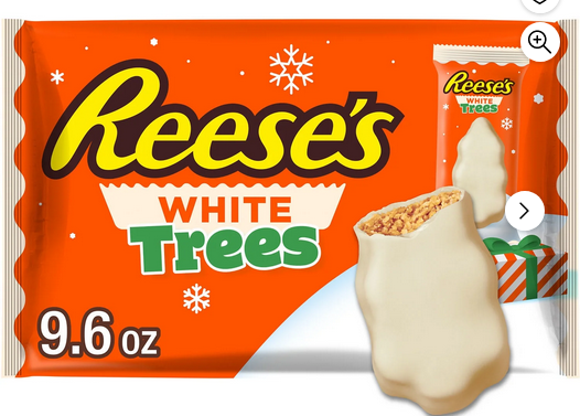 Reese's White Creme Snack Size Peanut Butter Trees Christmas Candy, Bag 9.6 oz