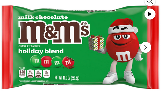 M&M's Milk Chocolate Christmas Candy - 10 oz Bag