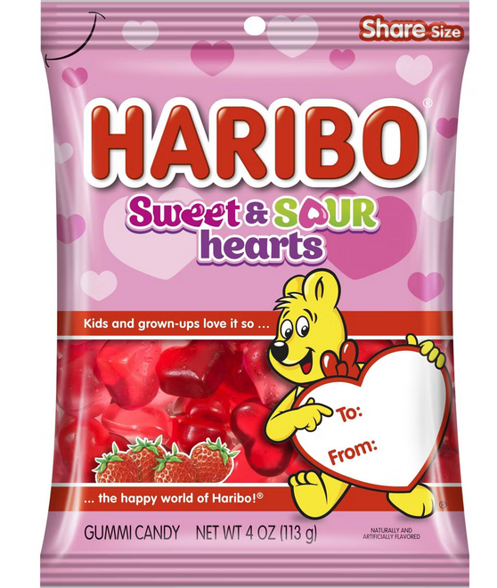 Haribo Valentine's Sweet and Sour Hearts - 4oz