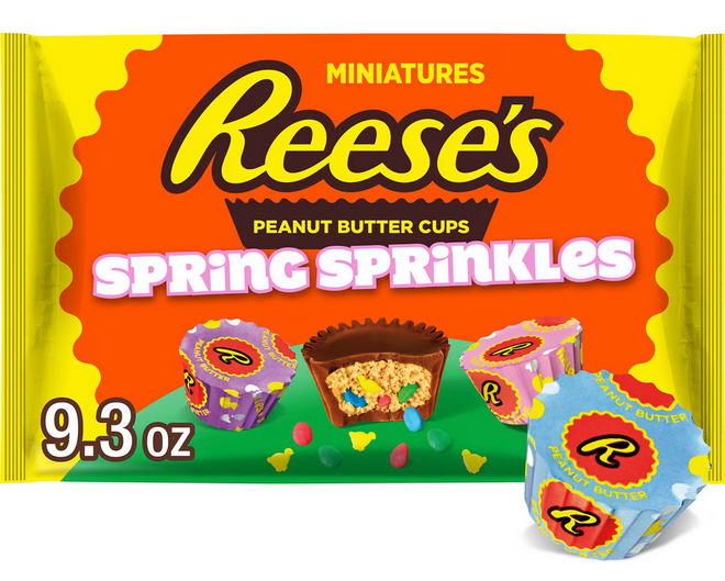 Reese's Peanut Butter Cups Miniatures with Spring Sprinkles Easter Can ...