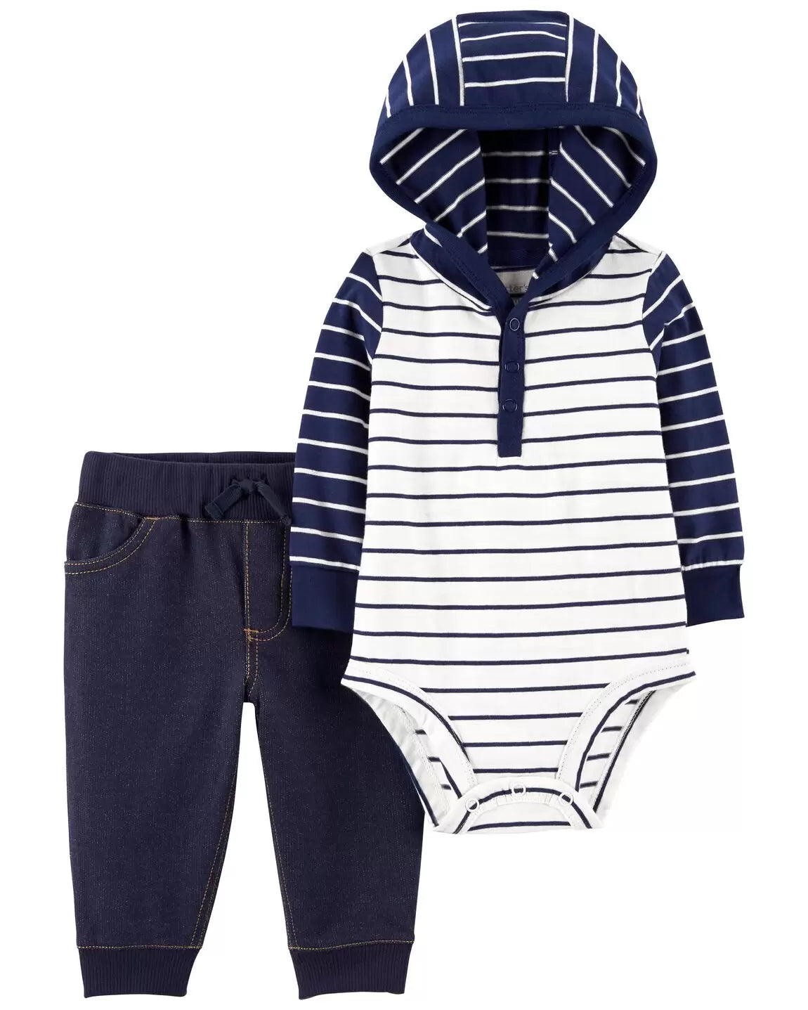 Carters Baby 2-Piece Striped Hooded Bodysuit Pant Set