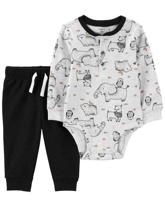 Carters 2 Piece Henley Bodysuit Pant Set