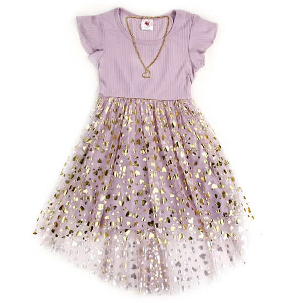 RMLA Girls High Low Dress W/ Necklace Mauve