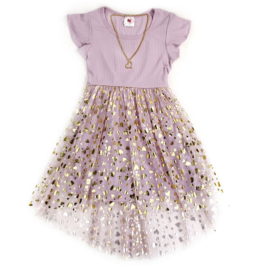 RMLA Girls High Low Dress W/ Necklace Mauve